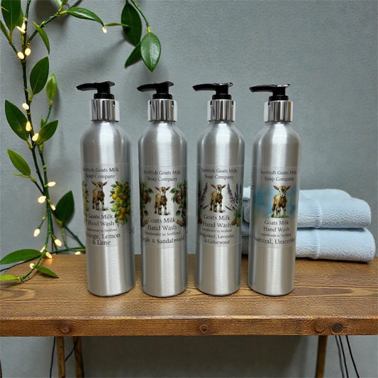 Goats Milk Hand Wash Refillable Aluminium Bottles - 300ml | The Billy Goat of the Range | 4 Scents to Choose From