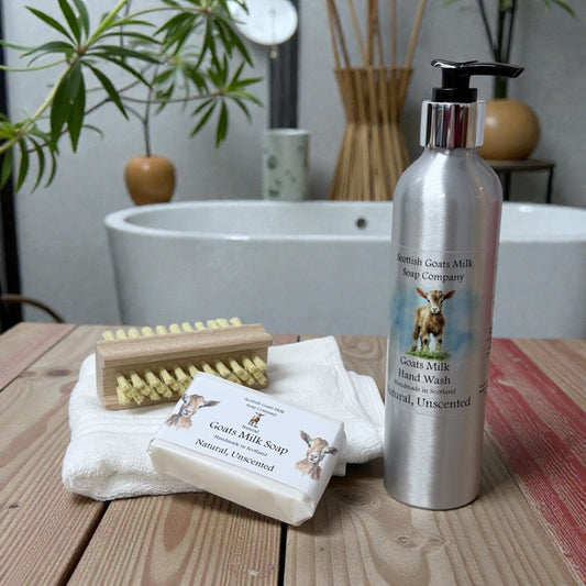 Luxury Goats Milk Hand Wash (300ml Aluminium Bottle) and Soap Bar Gift Set |4 Scent Boxes to Choose From | Gift Boxed