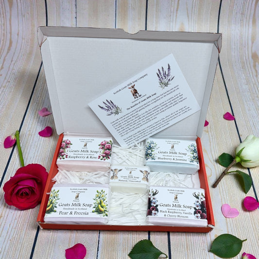 Valentines Goats Milk or Goat and Donkey Milk Soap 5 Bar Gift Set | 2 Boxes to Choose From | Gift Boxed