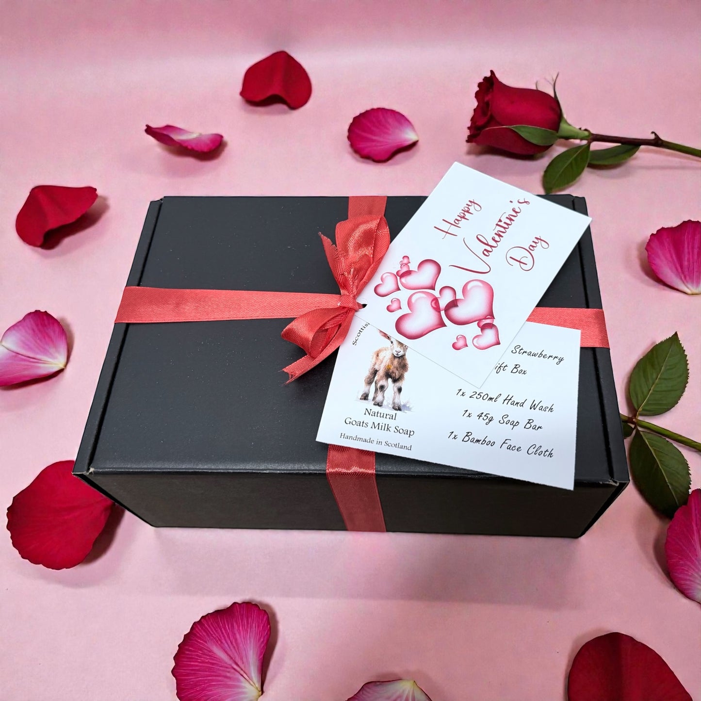 Valentines Luxury Goats Milk Hand Wash (300ml Aluminium Bottle) and Soap Bar Gift Set |4 Scent Boxes to Choose From | Gift Boxed