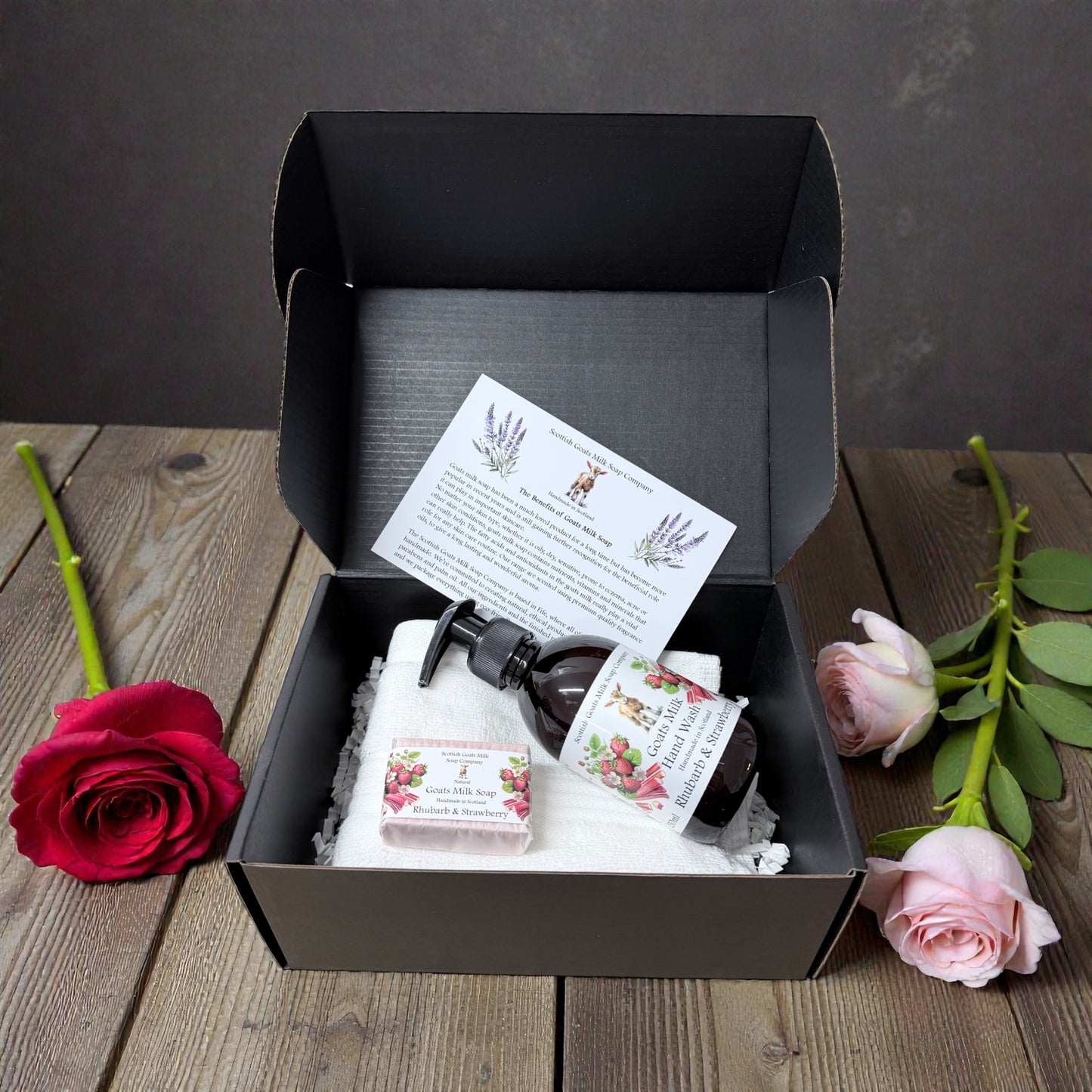 Valentines Luxury Goats Milk Hand Wash (250ml) and Soap Bar Gift Set | 5 Scent Boxes to Choose From | Gift Boxed