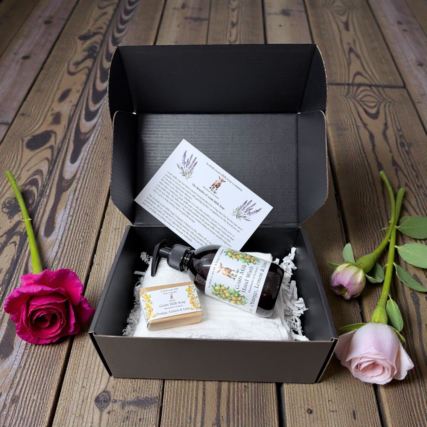 Valentines Luxury Goats Milk Hand Wash (250ml) and Soap Bar Gift Set | 5 Scent Boxes to Choose From | Gift Boxed