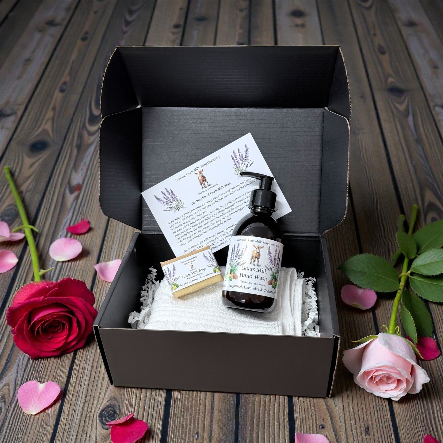 Valentines Luxury Goats Milk Hand Wash (250ml) and Soap Bar Gift Set | 5 Scent Boxes to Choose From | Gift Boxed