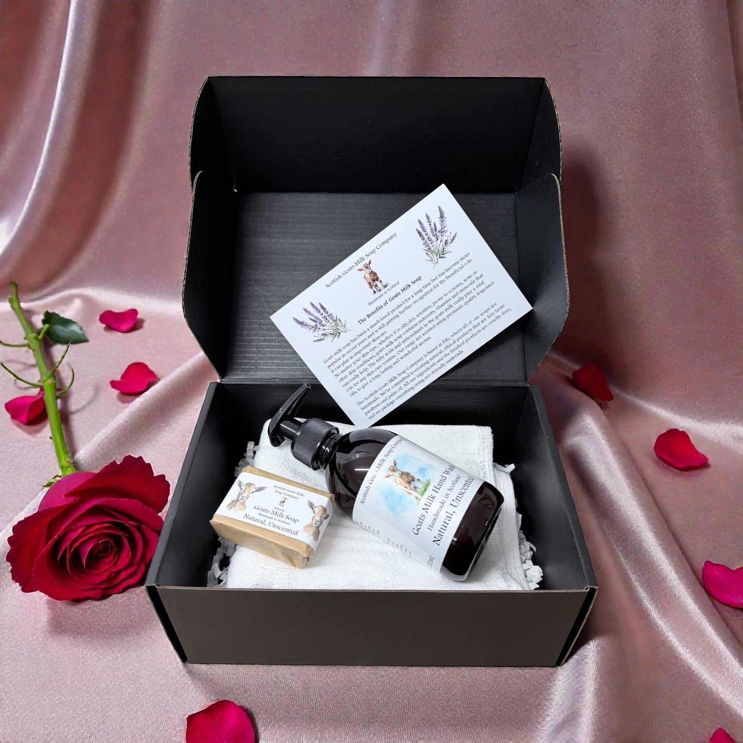 Valentines Luxury Goats Milk Hand Wash (250ml) and Soap Bar Gift Set | 5 Scent Boxes to Choose From | Gift Boxed