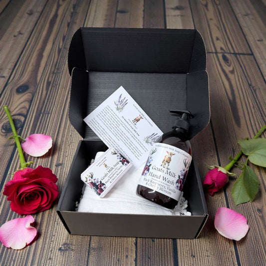 Valentines Luxury Goats Milk Hand Wash (500ml) and Soap Bar Gift Set |3 Scent Boxes to Choose From | Gift Boxed