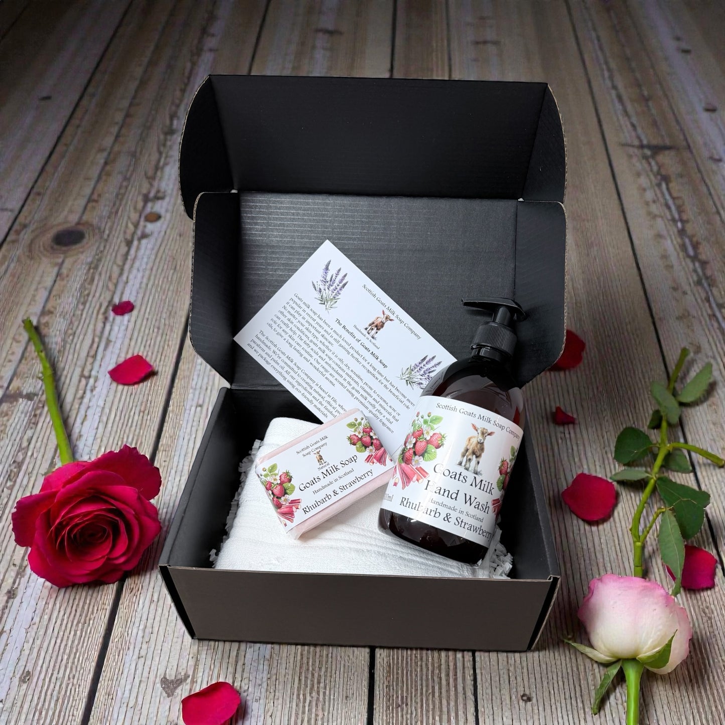 Valentines Luxury Goats Milk Hand Wash (500ml) and Soap Bar Gift Set |3 Scent Boxes to Choose From | Gift Boxed