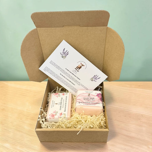 Essential Oil Goats Milk Soap & Shampoo Bar with Soap Bag Gift Set | 4 Boxes to Choose From | Gift Boxed