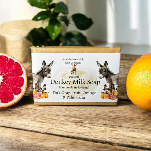 Pink Grapefruit, Orange & Palmarosa Soap Bar | Handmade Donkey Milk Soap