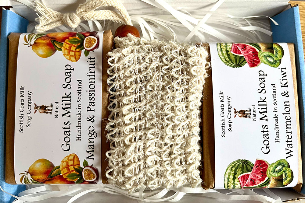 Fruit & Floral Goats Milk Soap Bar & Soap Bag Gift Set | 10 Boxes to Choose From | Gift Boxed